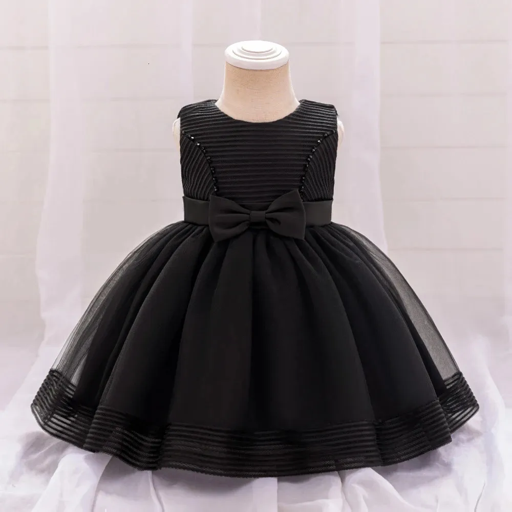 black dress for 12 month old YUELONGHU Girls Fashion Dresses Baby Girl Dresses 12-18 Months Black Flower Girls Satin Pageant Dress for Wedding Kids Pearls Prom Gowns with Bow Knot 6-7 Year