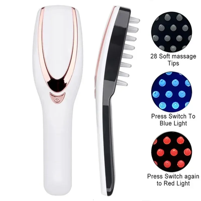 3 I 1 Electric Wireless Infrared Massage Comb Hair Growth 3 Läges Vibration Massage Scalp Brush Anti Hair Loss Hair Care 240418