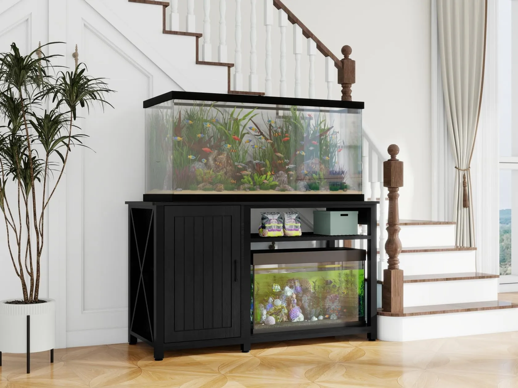 20 Gallon Aquarium Tank Stand Metal Frame Fish Tank Cabinet For 55