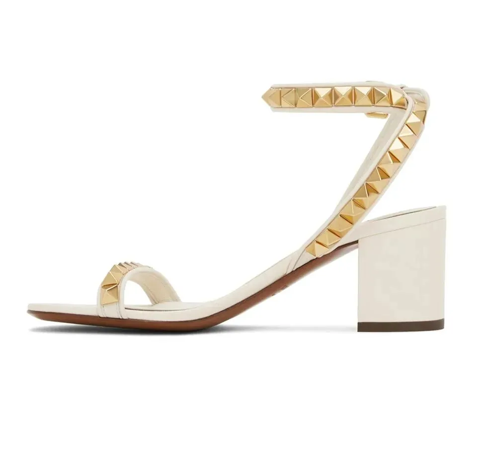 2024 Elegant Women Studs Sandals Shoes No Limit Nude White Gold Nappas Leather Pumps Party Wedding High Heeled Lady Gladiator Sandalias EU35 43