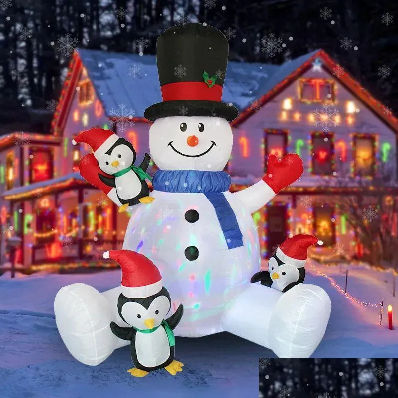 Weihnachtsdekorationen aufblasbare Schneemann gestapelt Arhat mit LED -Leuchten Outdoor Party Dekoration für Hausgarten Yard Requisiten Drop Dh5gy