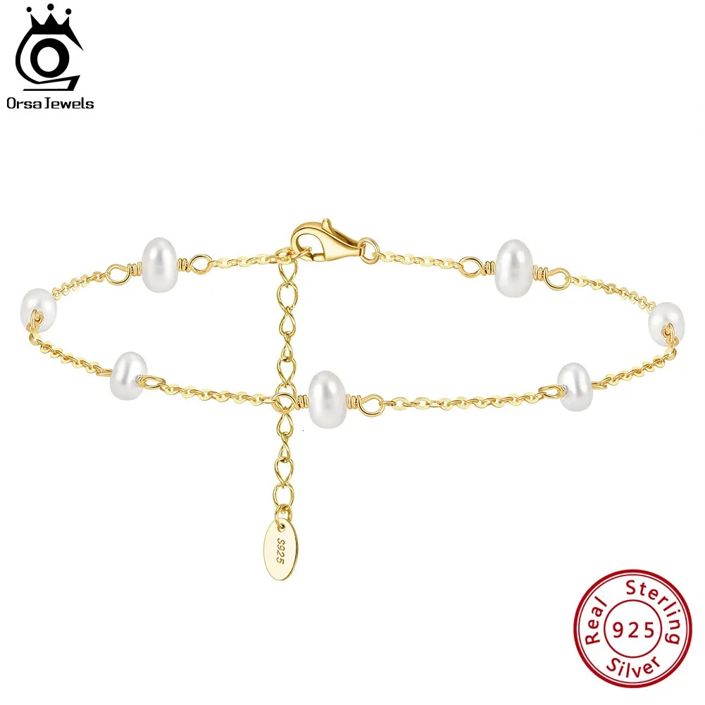 Orsa Gioielli Orsa Naturale per perle barocche Caviglieri per donne 14k Gold 925 Sterling Silver Fashion Cinks Cinghie Gioielli SA37 240412