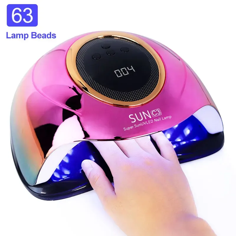 Kits 63 Lámpara LED LED UV Selector de uñas para curar rápidamente todo el esmalte de uñas con 4 temporizadores Profesionales para el arte de las uñas Herramientas para el salón del hogar