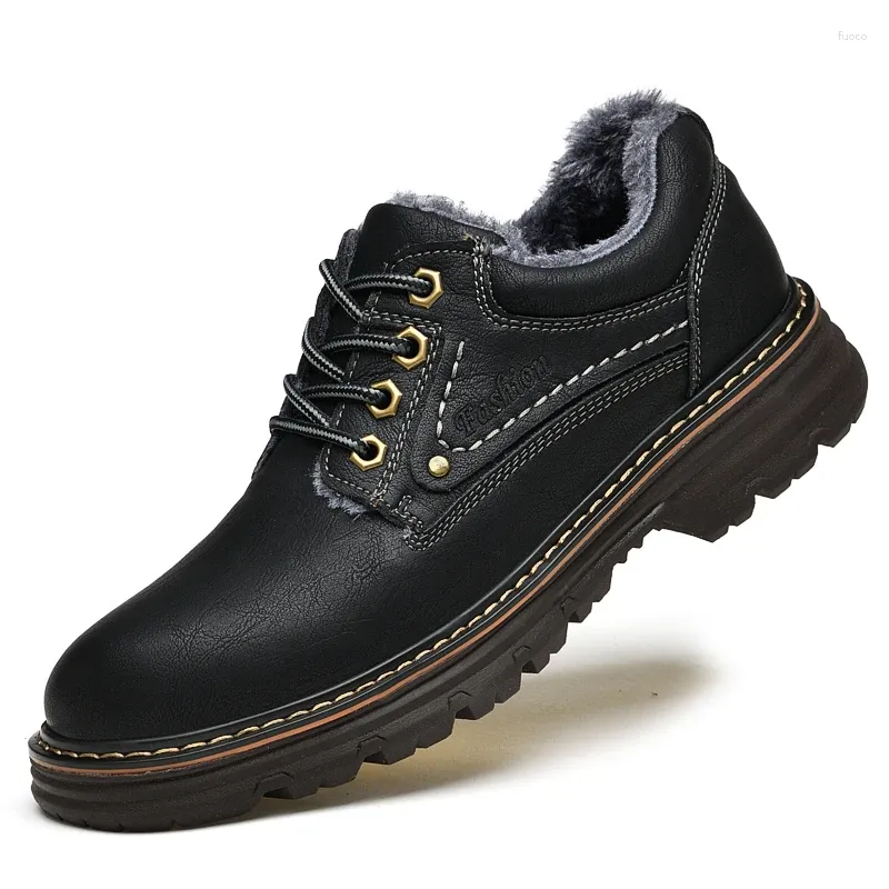 Chaussures décontractées en cuir authentique Men d'hiver plus Velvet Man Footwear Boots Male Boots Male pour le designer Oxford