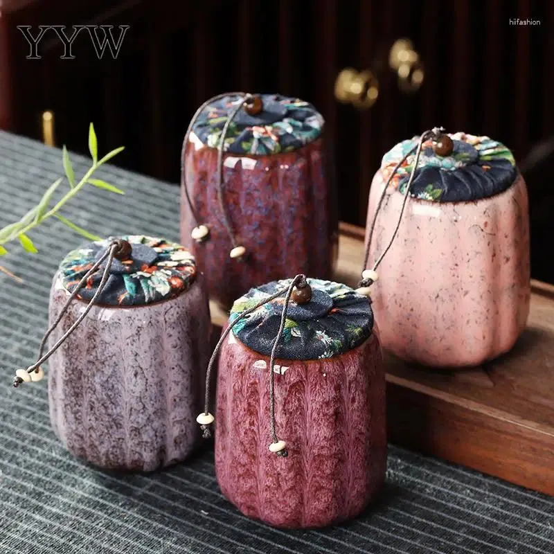 Storage Bottles Marbling Ceramics Tea Candy Coffee Tank Teapots With Lid Kitchen Dessert Nut Bean Container Household