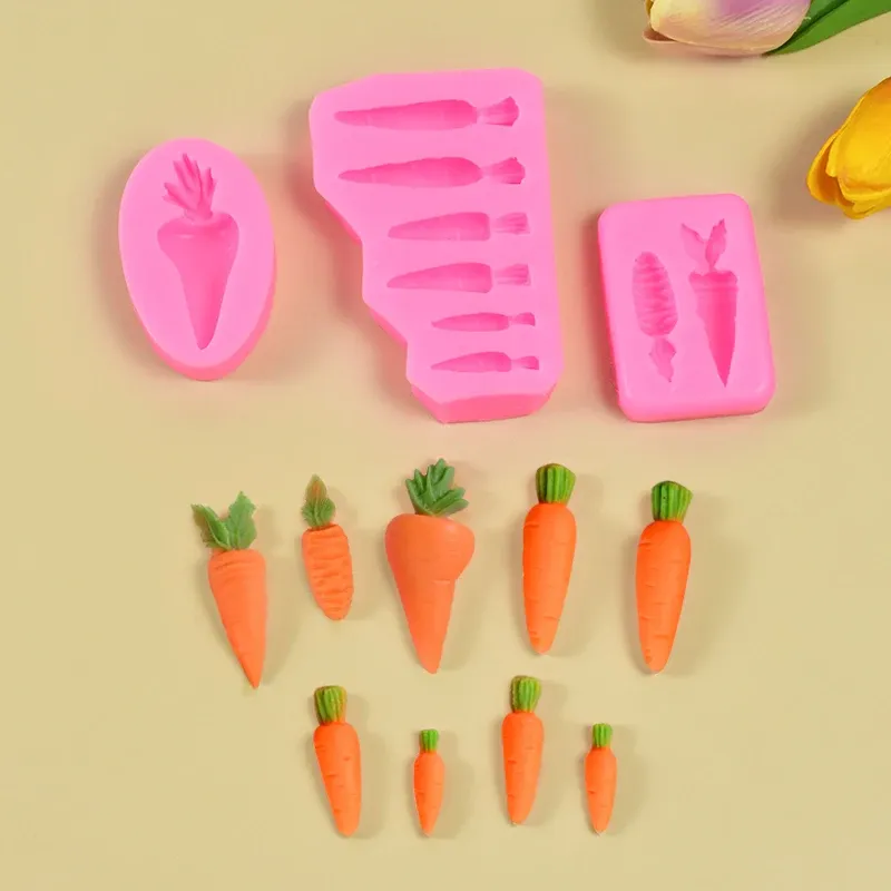 Плесени 3D Пасхальные украшения 1/2/6 отверстия Морковные Силиконовые формы Пасхальная вечеринка DIY Fondant выпечка