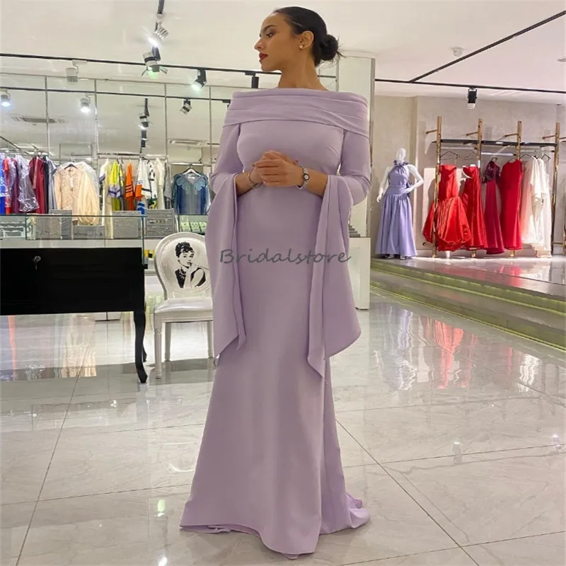 Robes de soirée bleu royal lilas Dubaï Sirène arabe de robe de bal à épaules 2024