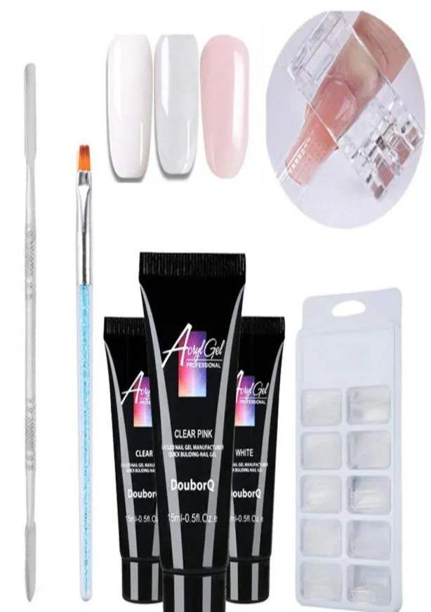 5pcs kit poli gel semi -permanente Extensão rápida e fácil Aplicar geléia de cristal manicure uil art