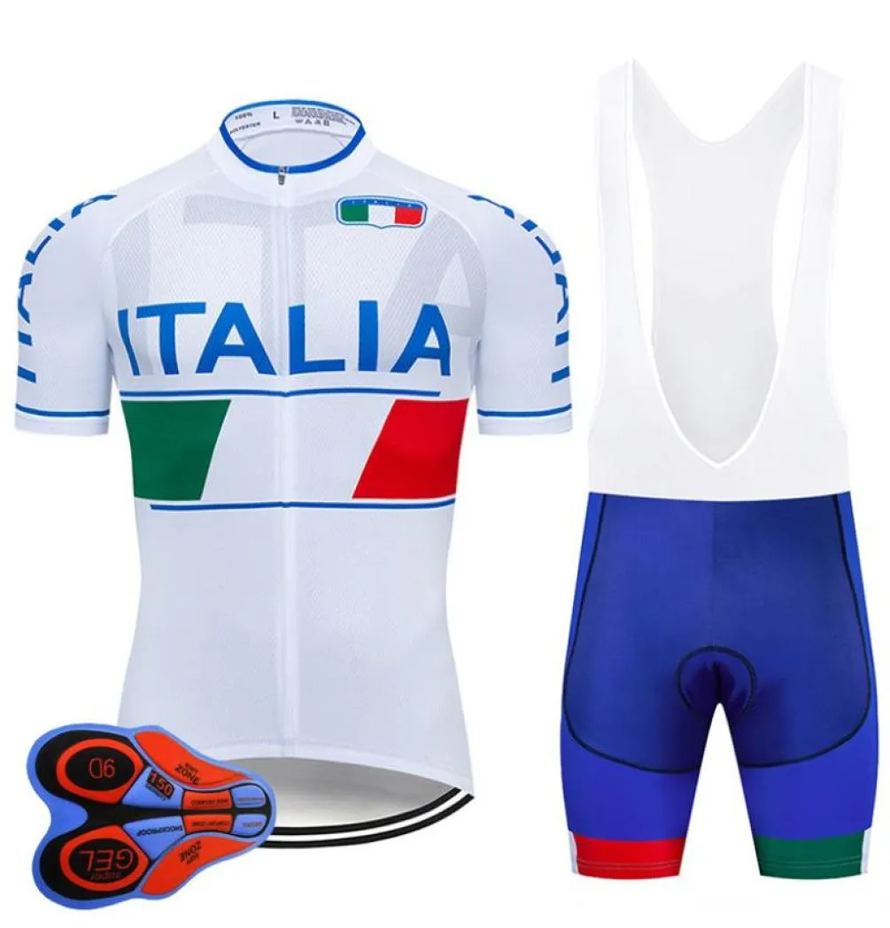 Team Italia Pro Cycling Jersey 9d Gel Set Men White White Cycling Vêtements de vélo Portez des vêtements de vélo Vêtements uniformes MTB 3965062
