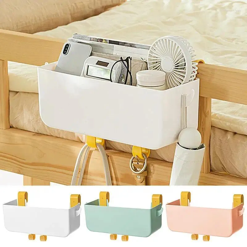 Sacos de armazenamento Caixa de cabeceira de cabeceira com ganchos Organizador da cama de cesta de lambe para livros de controle remoto de telefone copos