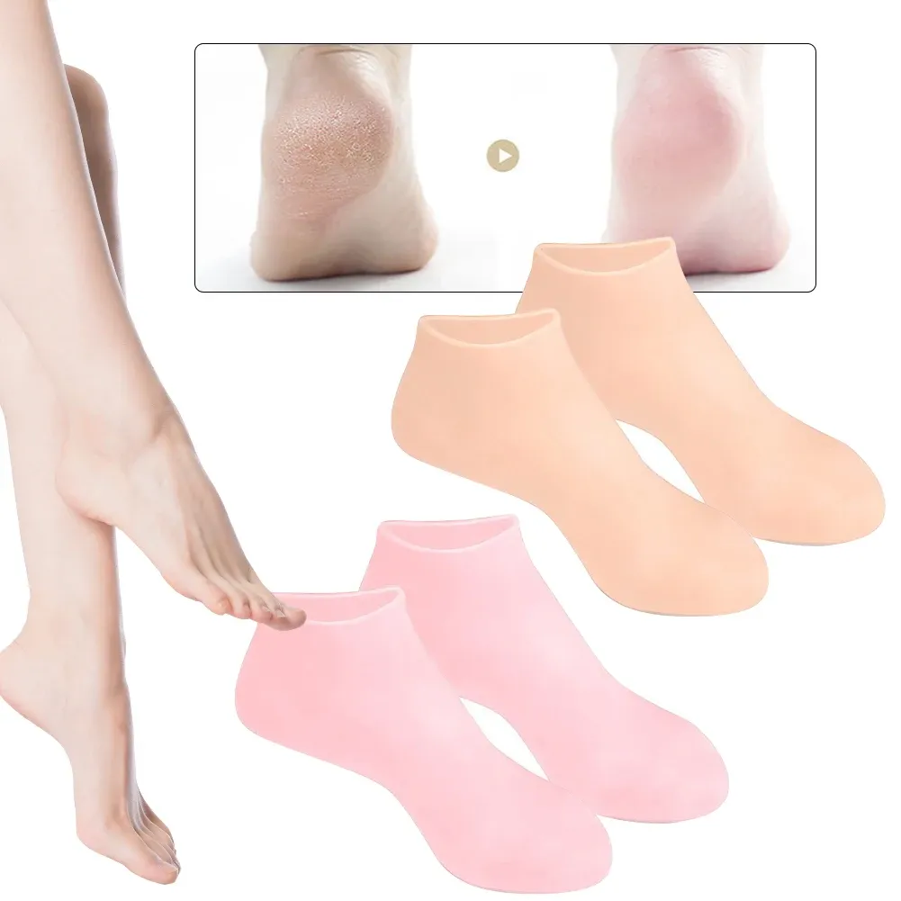 Verktyg 1Pair Fötter Care Socks Spa Home Använd silikon Fuktgivande gelhälstrumpor Knäckt Foot Skin Care Protectors Anti Cracking Tools
