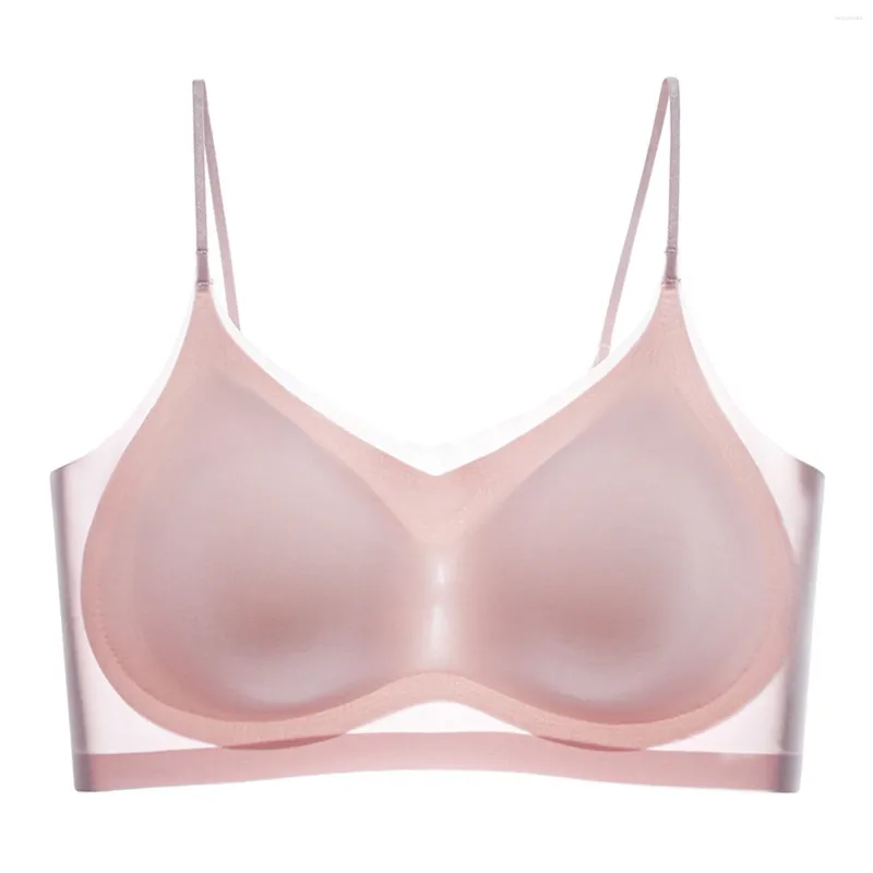 Bras 2024 Tops Women's Tops sexy senza soluzione di continuità di seta ghiacciata wireless con cuscinetti al seno