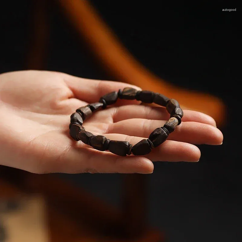 Strand Natural Indonesia Tarakan Agarwood Bracelet Nine Points Submerged Eaglewood Beads Single Circle Crafts Ornament