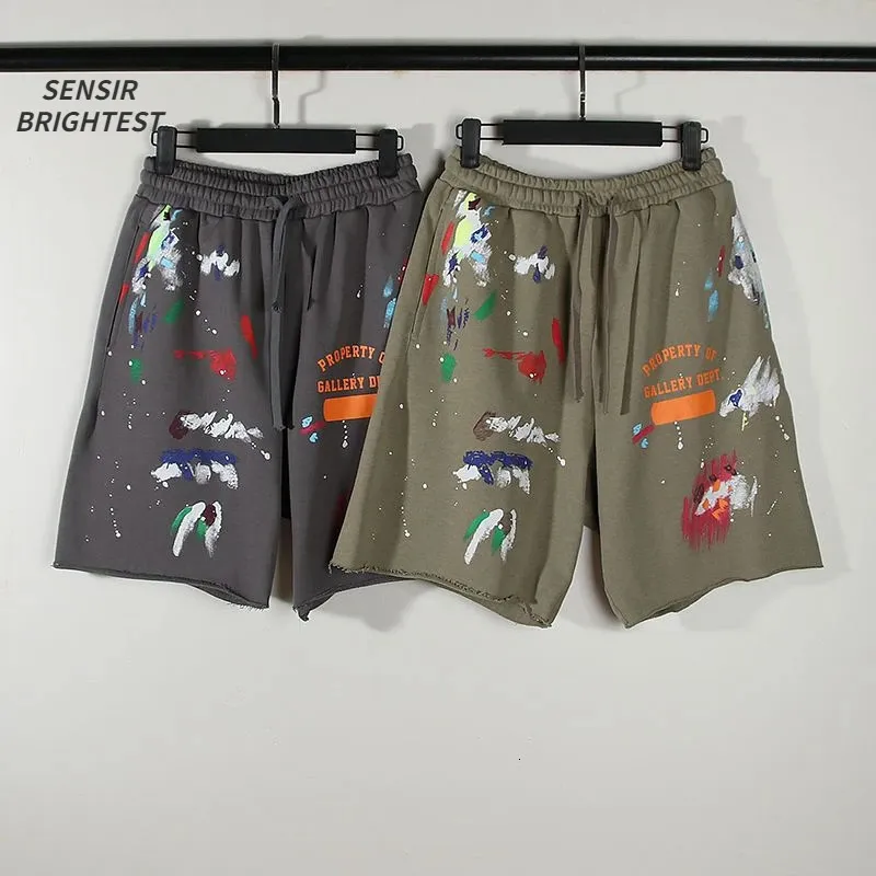 Splashink Lettere di graffiti dipinte a mano Shorts Shorts Street Street Fifth Pants Casual Men and Women 240415