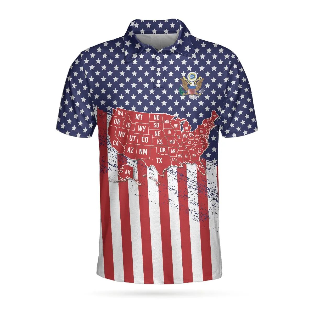 Heren Polo Shirt USA Kaart en vlaggenprint Casual Polo shirts met korte mouwen Independence Day cadeau