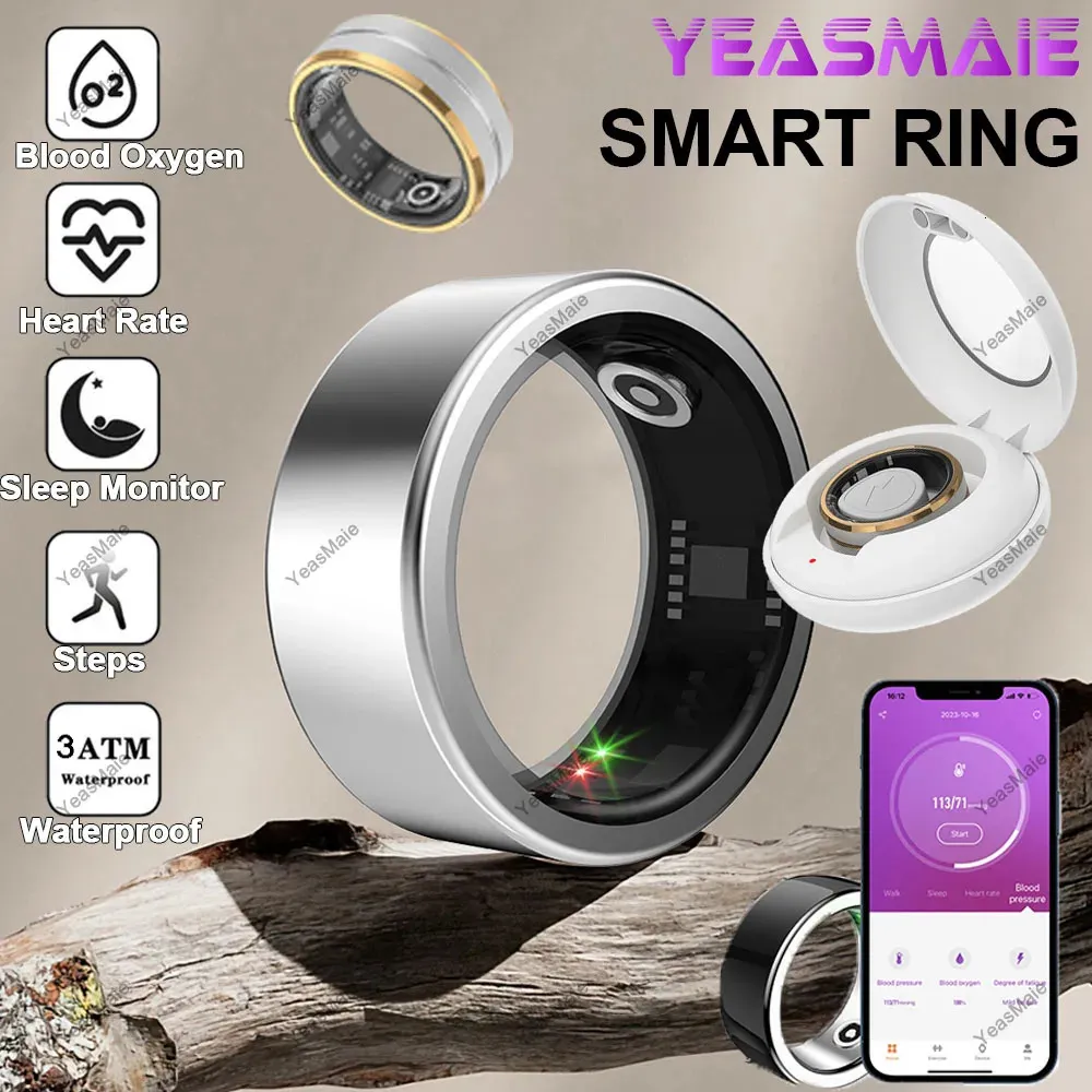Smart Ring Men Mujeres Películas cardíacas Oxígeno Sleep Monitor de salud Sports Actividad deportiva Anillos de rastreador de acondicionamiento físico para Android IOS 240423