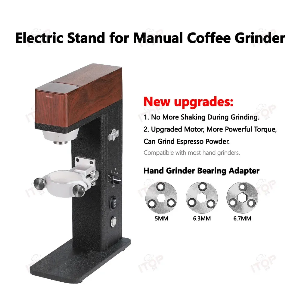 Itop mgu elektrisk stativ för manuell kaffekvarn 50300 rpm variabel hastighet slipning stöd hand kit 240425