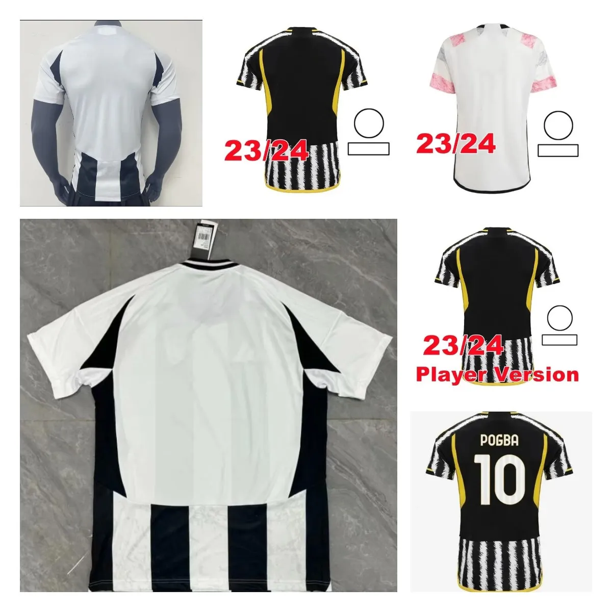 2023 2024 JUVES HEM Bort fans Player Soccer Jerseys Juventus Milik Di Maria Vlahovic Kean Pogba Chiesa McKennie Locatelli Top Jerseys 23 24 Kits män och barn unifor