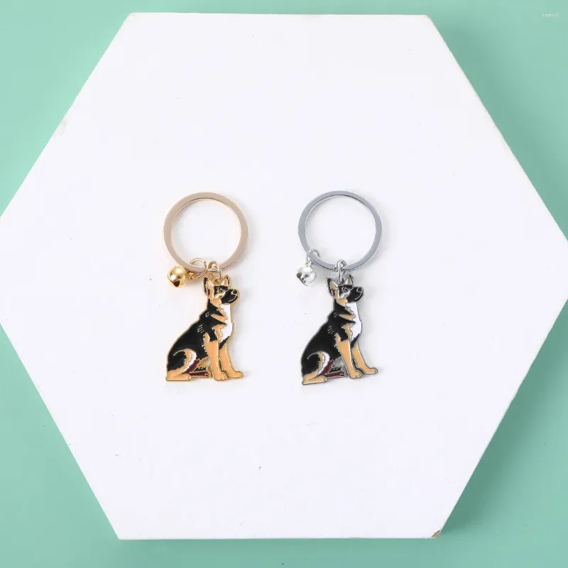 Schlüsselanhänger Fashion Haustier Deutsche Schäferhund Hund Schlüsselbund Geschenk Anhänger Tierglocke Emaille Keyring Frauen Bag Schmuck Mädchen