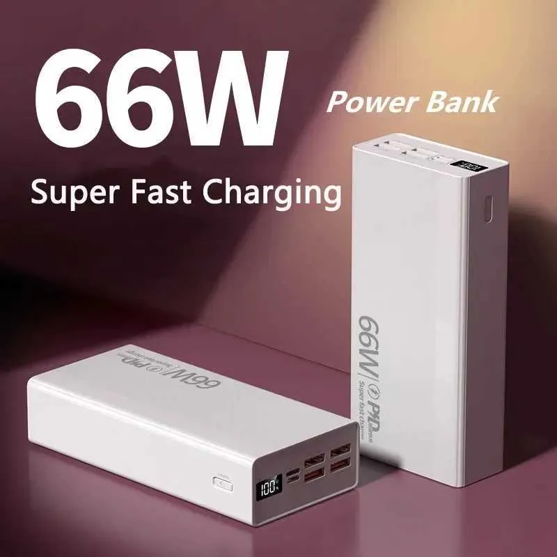 Banki zasilające z telefonu komórkowego 30000MAH Power Pack 66W Super Szybkie ładowanie odpowiedni dla iPhone 15 14 Pro Huawei Xiaomi Samsung PD 20W Zewnętrzna ładowarka baterii PowerBank J2404