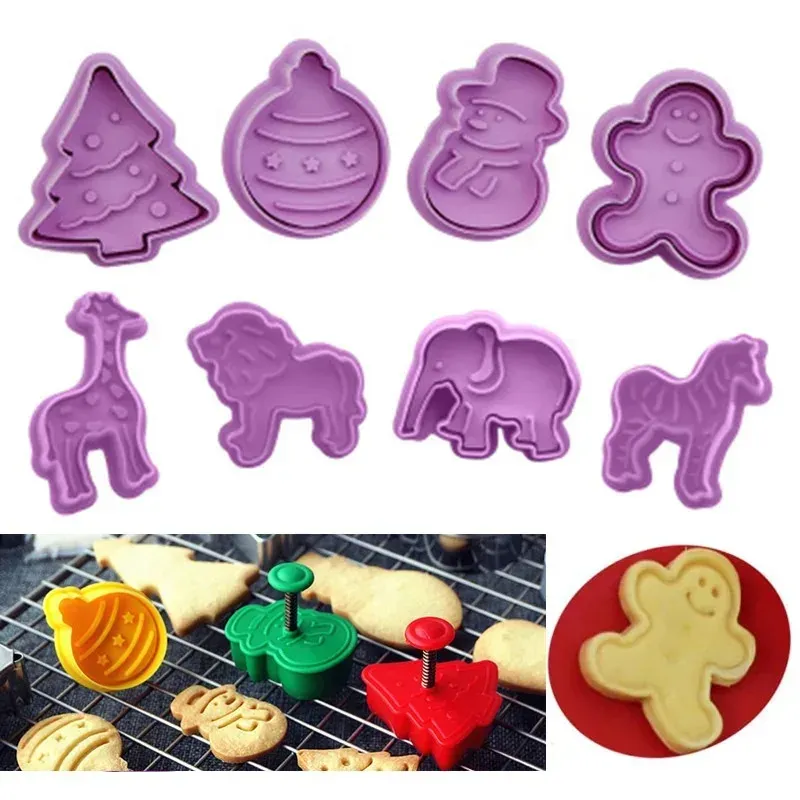 Stampi da 4 pezzi/set di taglio da biscotto stampo natalizio cutter 3d cookie plunger tagliaputtini b