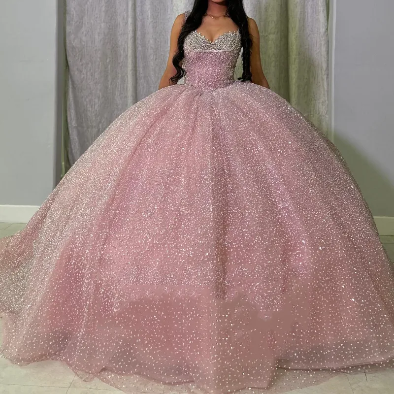 Glitter Off The Shoulder Ball Gown Sweet 16 Dress  Y4488