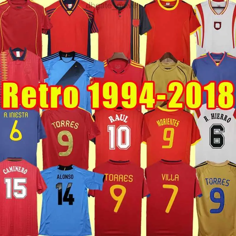 Camiseta de Futbol Spanien Retro Soccer Trikots Espana 1994 1996 2002 2008 2012 Football Shirt Vintage David Villa Hierro Torres Fabregas Espagne 94 96 02 08 10 12 18