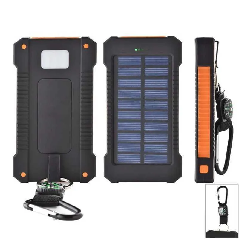 Bancos de energia do telefone celular 50000mAh Painel solar de nível superior carregador de emergência à prova d'água Bateria externa para Miiphone Samsung LED SOS LUZES J240428