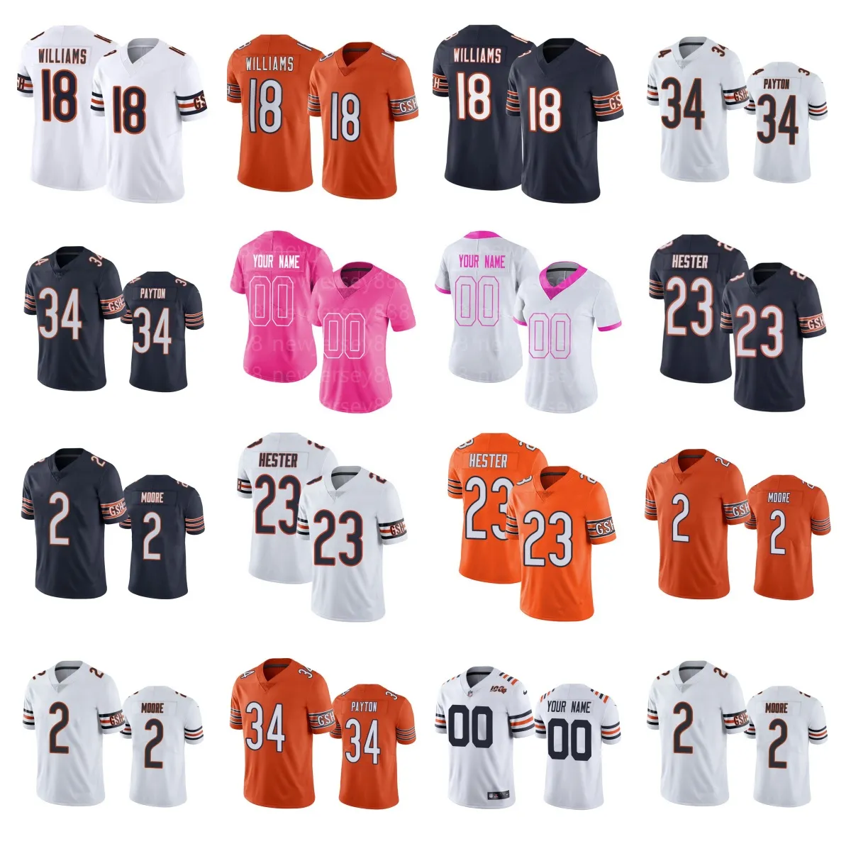 DJ Moore 2024 Utkast 18 Caleb Williams Football Jersey Darnell Wright 34 Walter Payton Jaquan Brisker Darnell Mooney Cole Kmet Brian Urlacher Robert Devin Hester