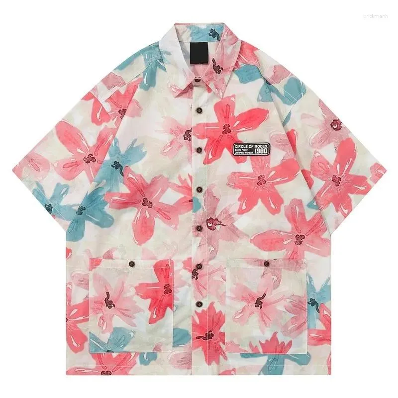 Blouses femininas Harajuku Camisas de flores da moda coreana Camisas criativas Pintura a óleo Blusa de grandes dimensões Os estudantes de lapela tops kawaii japoneses japoneses