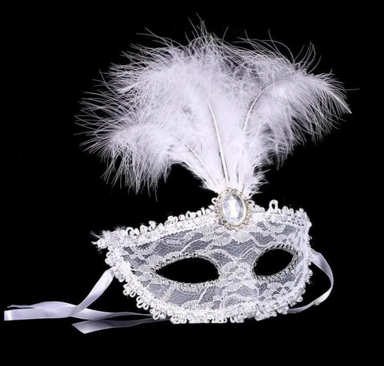 Femmes en dentelle Masque sexy Masque Masque Masque Masque à l'œil Halloween avec une plume anniversaire Halloween Princess Dance Party Mask2464831