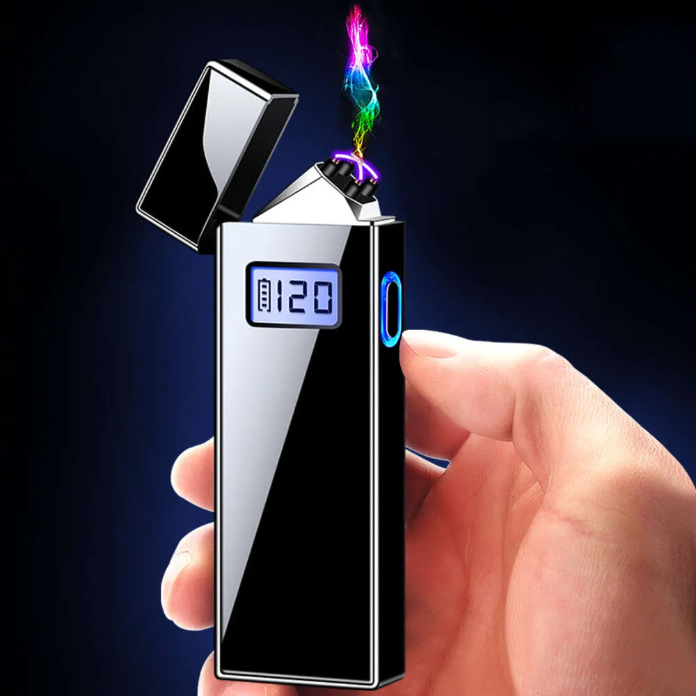 Newset Double Arc Lighter Metal Windproof USB Recharging Electric Cigarette Lighter