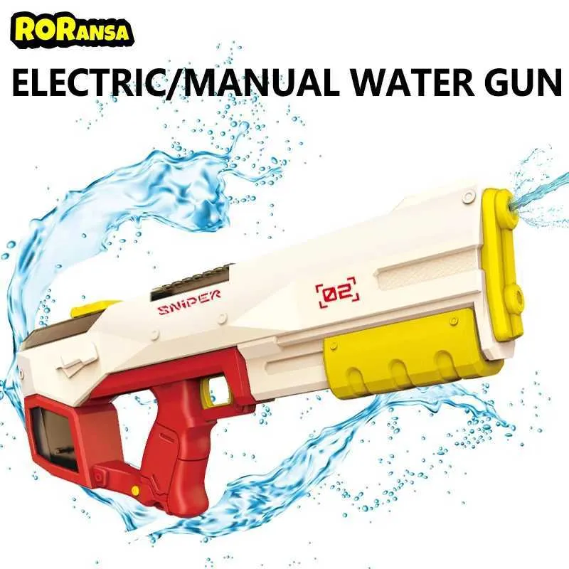 Gun Toys Adult and Childrens Electric Water Gun exploderar med högt tryck och stark energiåtgärd Automatisk vattensprutningstrand utomhusleksaker T240428