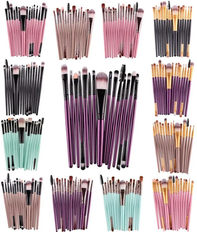 15pcskit Makeup Brushes Set Feed Shadow Brow Eyeliner Eyellash Lip Foundation Power Cosmetic Make Up Brush Buth Beauty Tool7983106