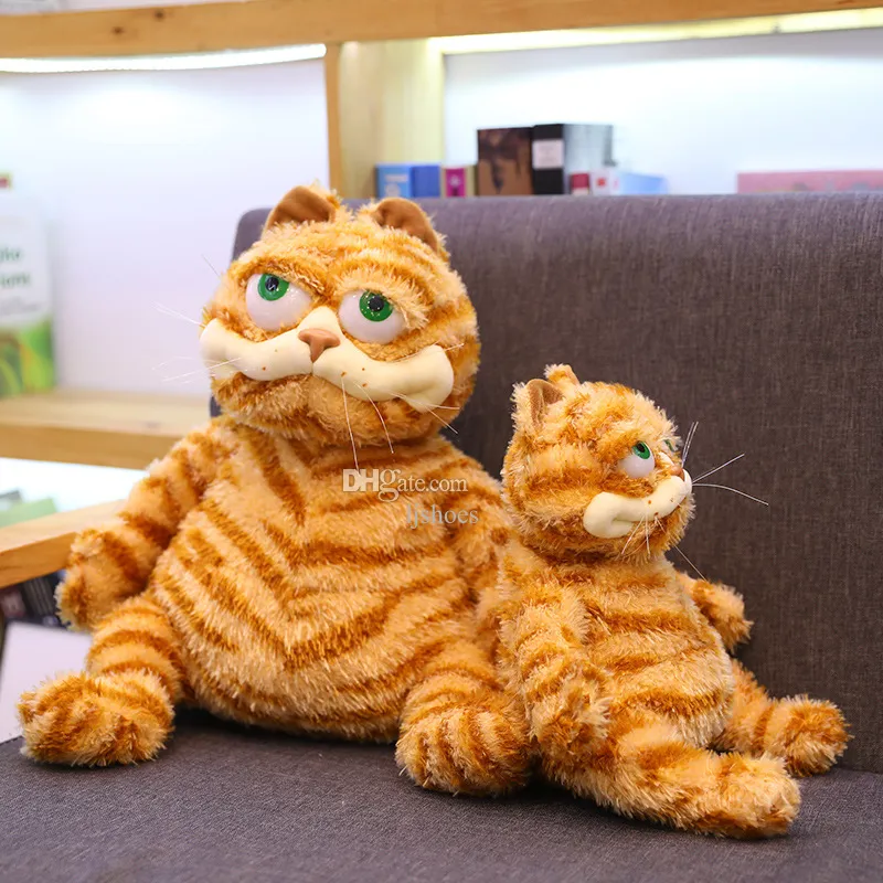 Gato de gato enojado y suave peluche animales de peluche perezoso tontamente simulación de piel tigre gato feo peluche juguete regal de Navidad para niños amantes