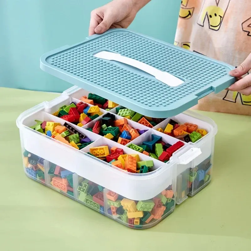 BINS Byggnadsblock förvaringslåda liten partikel Lego Jigsaw pussel justerbar transparent förvaringslåda Lagring Hållbar bärande kista