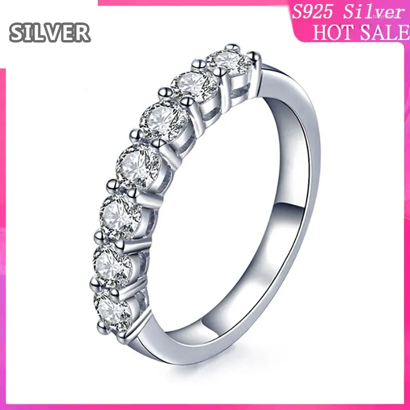 Cluster ringen S925 Sterling Silver Simple Female Ring Voorstel Huwelijksbetrokkenheid Verjaardag jubileum Gift Diamond voor vrouwen