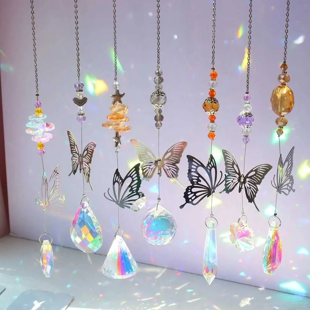 Decorazioni da giardino 7pcs Crystal Suncatcher Butterfly Ciondo