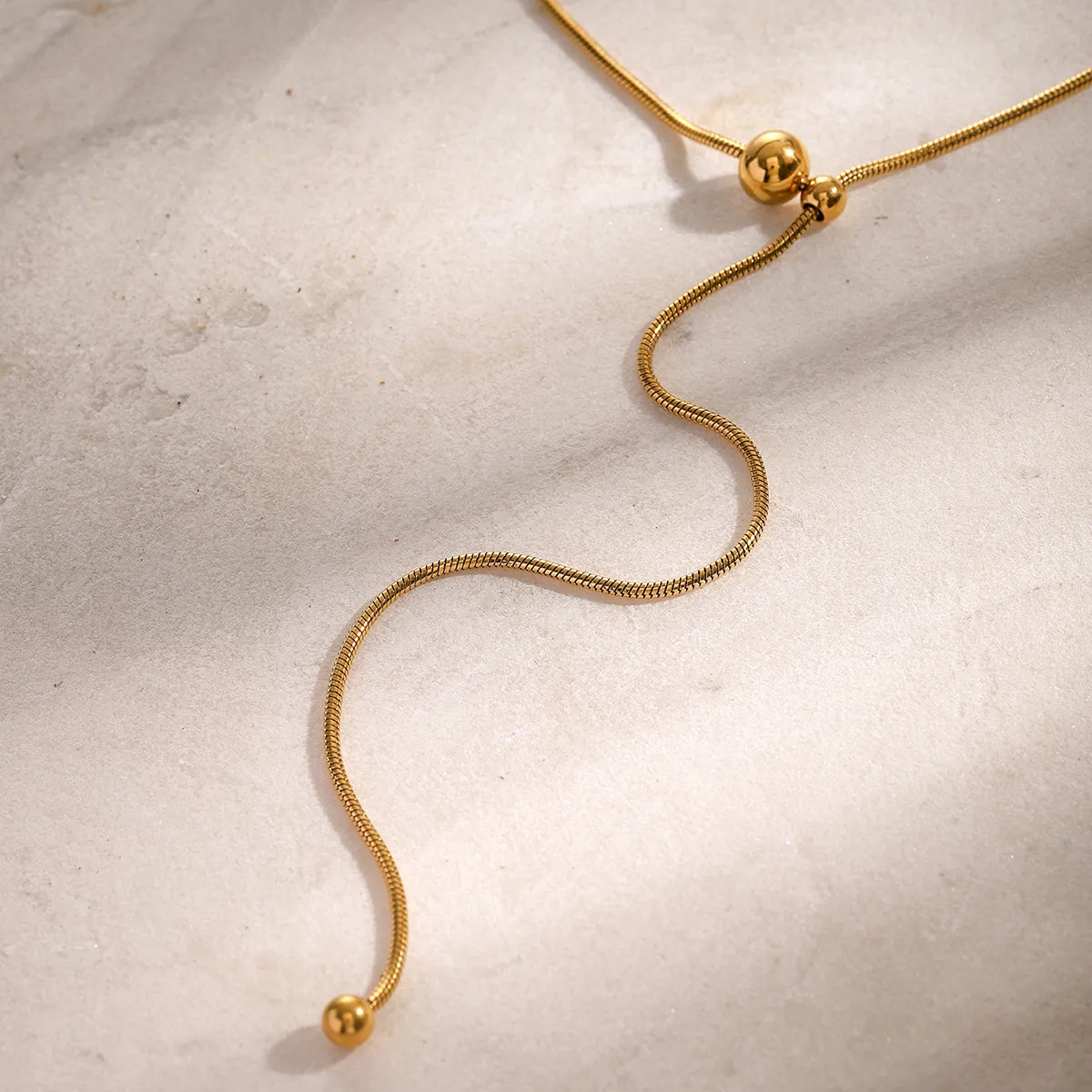 2024 New 18k Gold Stainless Steel Ball Snake Bone Chain Necklace for Women Fashionable and Simple Gold Adjustable Y-shaped Free Shipping for Wedding Party Jewelry