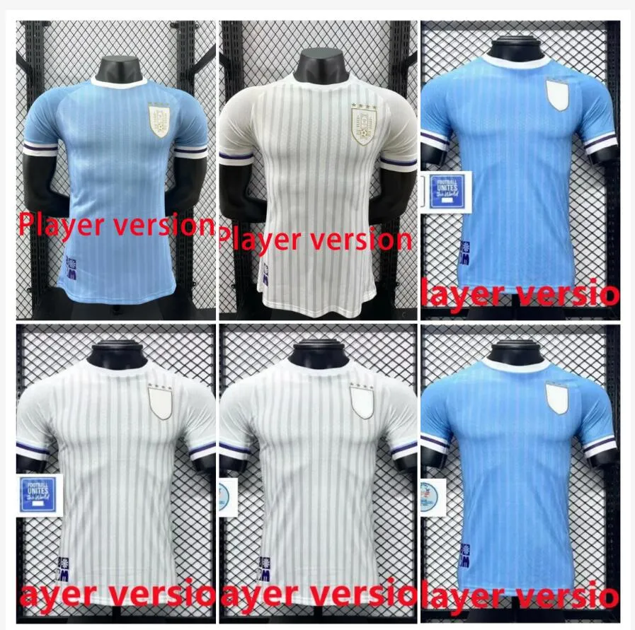 Spelerversie 2024 Uruguay voetbaltrui 24 25 Home Away L.Suarez E.Cavani F. Valverde Shirt N. Nandez J.M.Gimenez de la Cruz National Team Football Uniforms