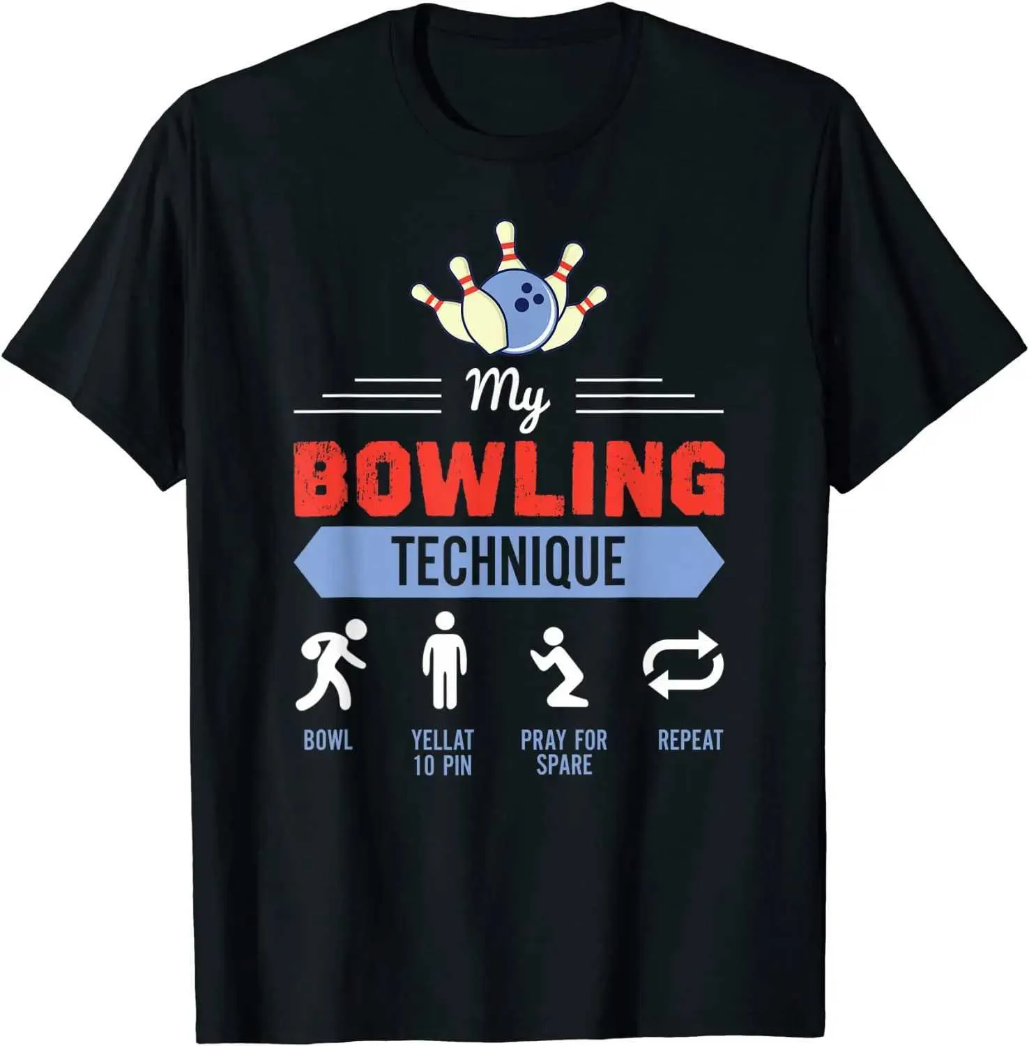 T-shirts masculins My Bowling Technique Shirt Bowling T-shirt Funny Bowler Gift T-shirt graphique T-shirt Summer Tops Tops Coton Casual T240425