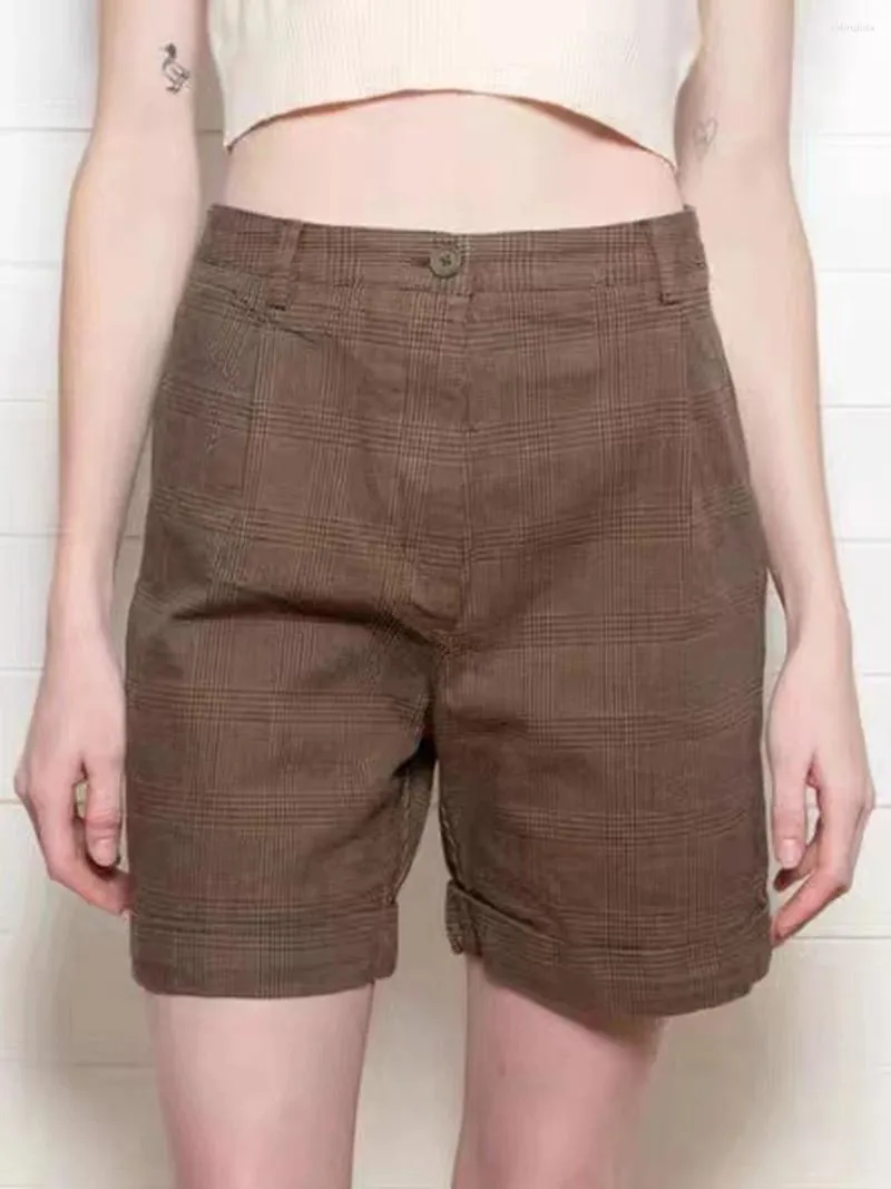 Shorts femminile plaid dritto per donne vestiti di tendenza estiva 2024 pantaloni corti in cotone ragazza giovane 200s y2k skort