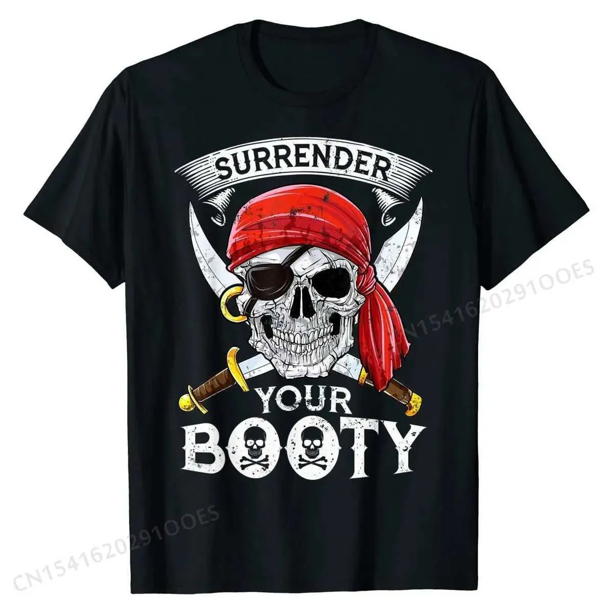 T-shirts voor heren geven uw buit T-shirt Piratenschedel Grappig Roger Tops TS Hot Sale Cool Cotton Mens T-shirts Cool T240425 over