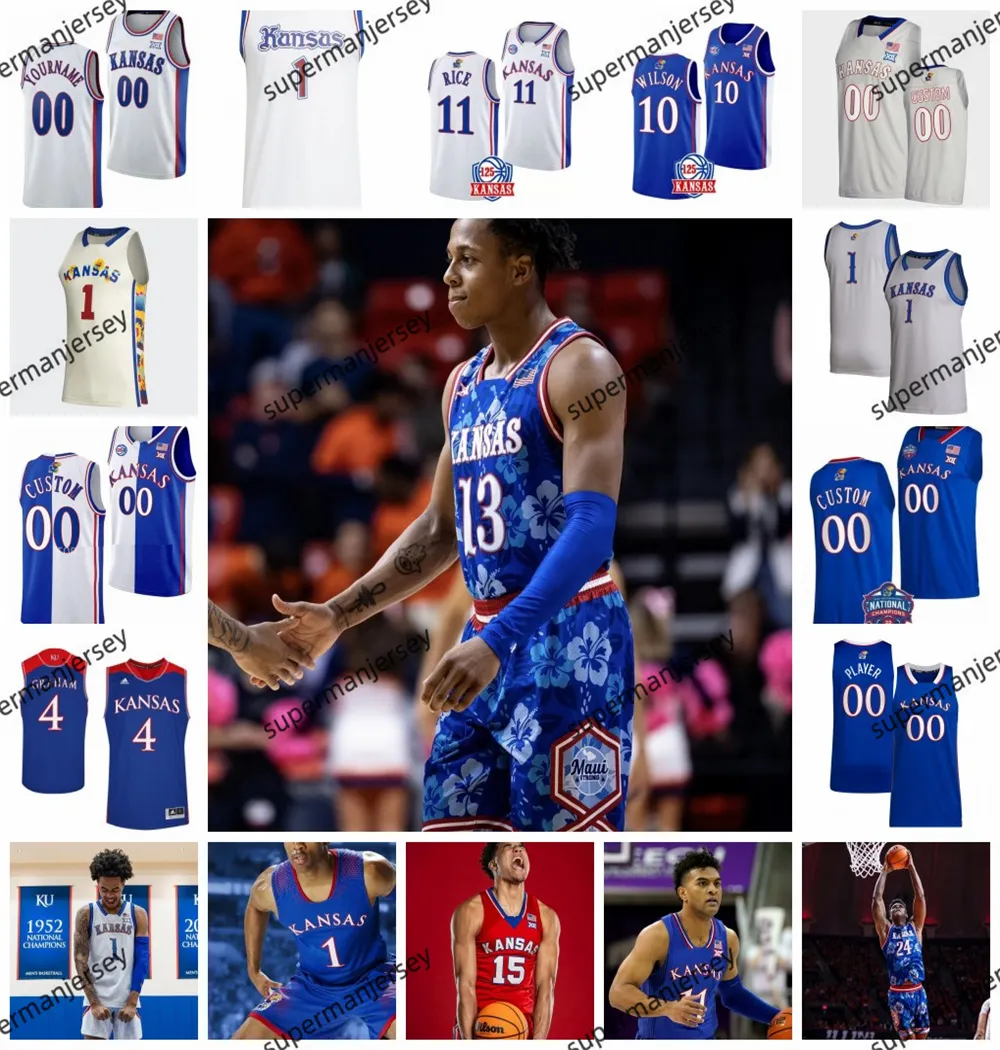 Kansas Jayhawks Jersey de basket-ball Johnny Furph Elmarko Jackson Dajuan Harris Jr. Michael Jankovich Charlie McCarthy Kevin McCullar Jr. Jamari McDowell Timberlake