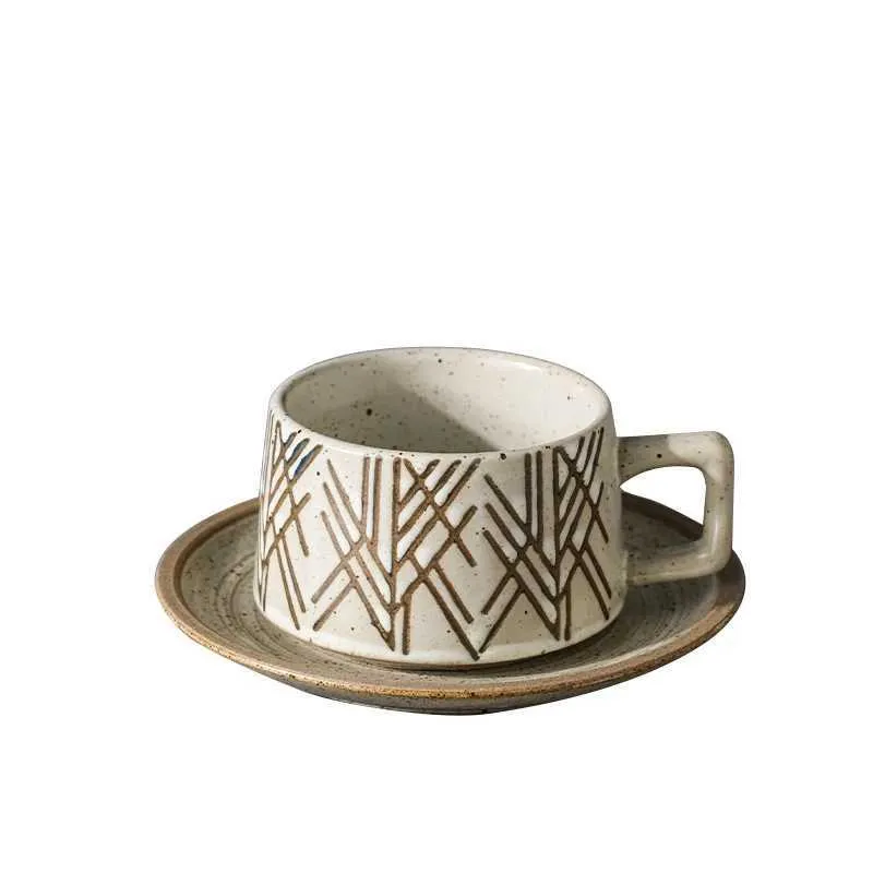 Tassen Nordic Travel Cup und Vintage Ceramic Coffee Tasse mit Sauce Camping -Ästhetik Koffie Kopjes Nachmittagstee Set YY50CS J240428