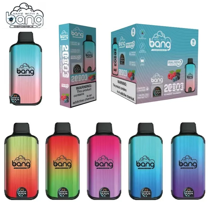 20k puff bang 20000 sbuffi Digital usa e getta vaporizzazione da 25 ml Doppio dispositivo di baccello di baccello a vena a mesh Dispecabile E CIG con Display indicatore della batteria di alimentazione