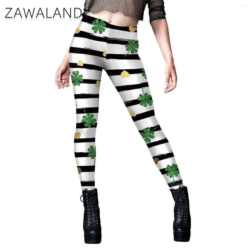 Leggings femminile Zawaland per donne St. Patrick's Days Sexy Striped Stamping Festival Party Pants Pants Female Elastic Timplers