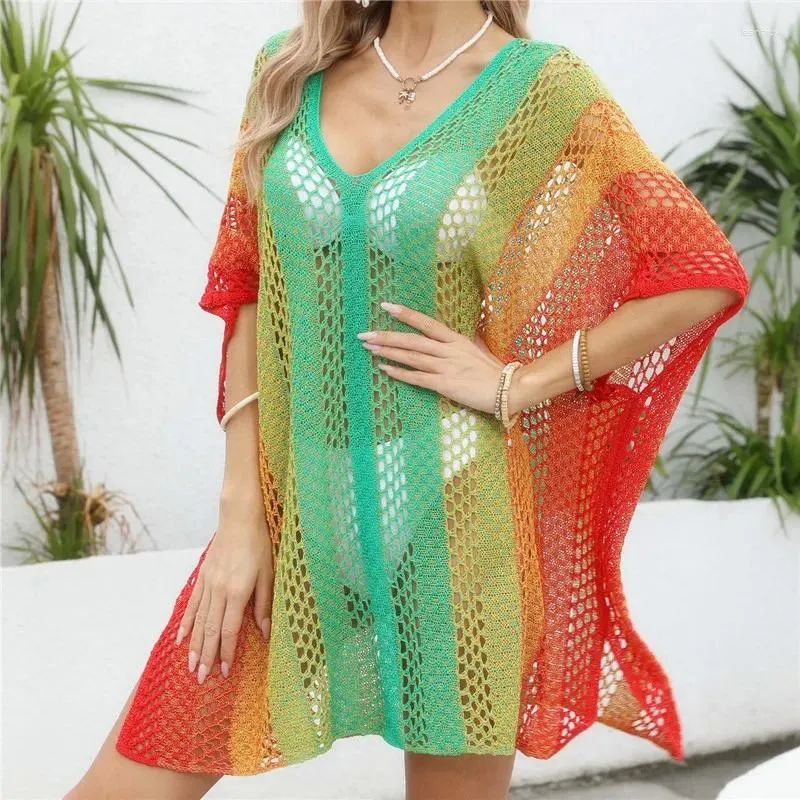 Tendance usure de plage décontractée pour les femmes Summer Green Luxury Cover Up Kimono Tricoted Swimsuit CoverUp TUNIC Robe