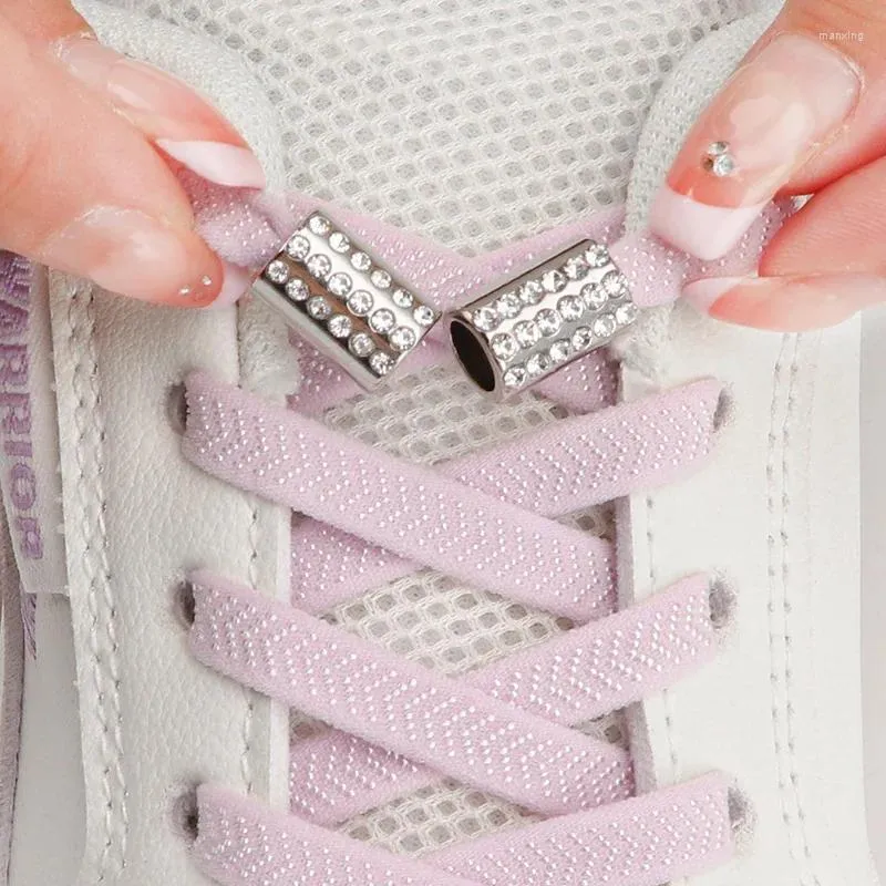 Pièces de chaussures sans lie lacets Lock de diamant Lock Shoelaces sans liens sneaker élastique enfants adultes lourds lourds lacets plats pour chaussures