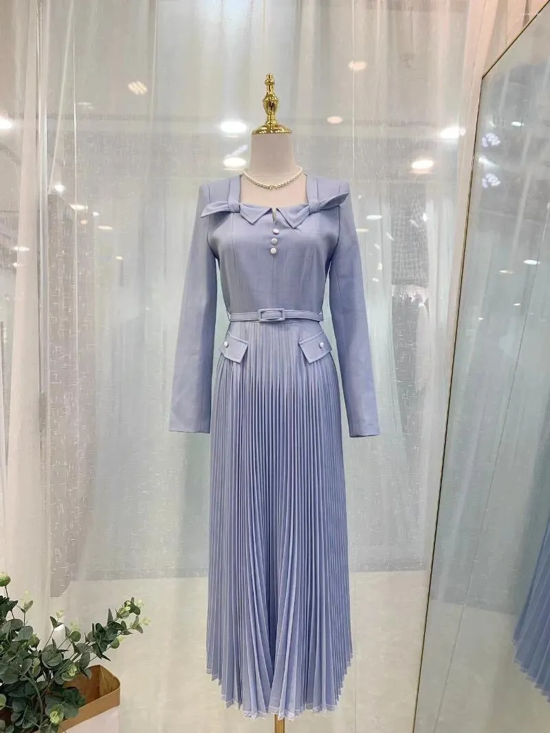 Повседневные платья осень и зимний стиль Lady Simple Wind Bost Belt Skirted Elegant Demprament Small Dress11/15